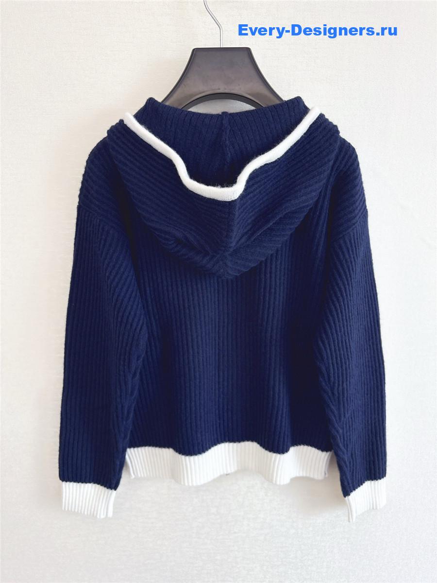 Ce1i*e navy blue triomphe logo knit hoodie