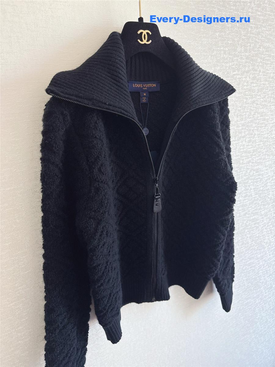 l0vis Vvtt0n black monogram toweling zip-up hoodie