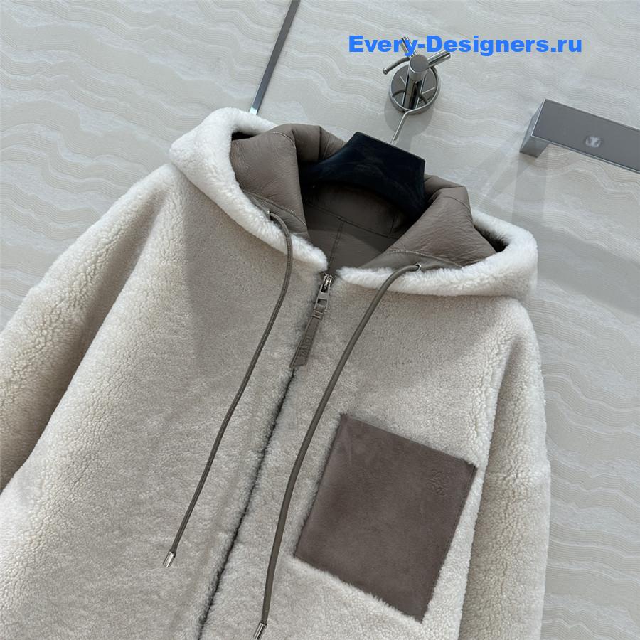 L0ew* hooded shearling jacket