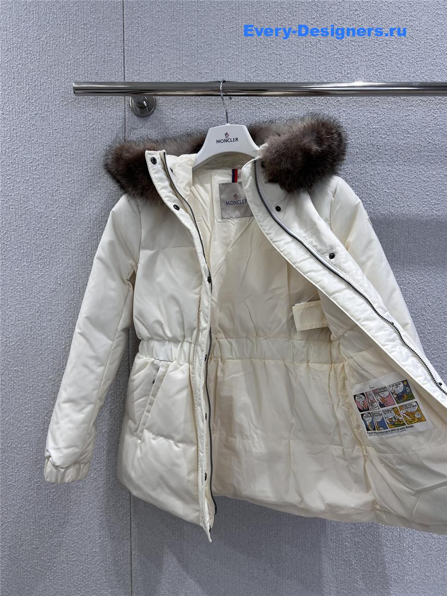 Moncler White Hooded Down Jacket