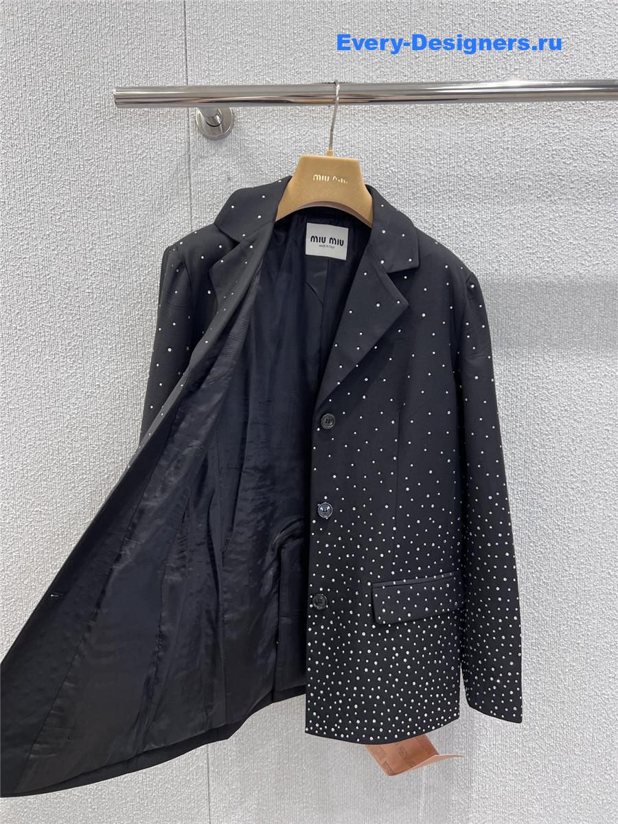 Miu Miu Black Rhinestone Blazer