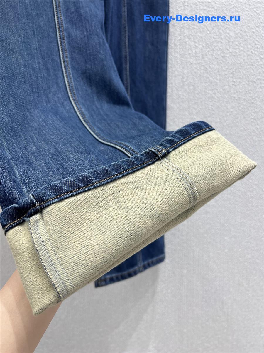 Ch**el fleece thick wide-leg jeans