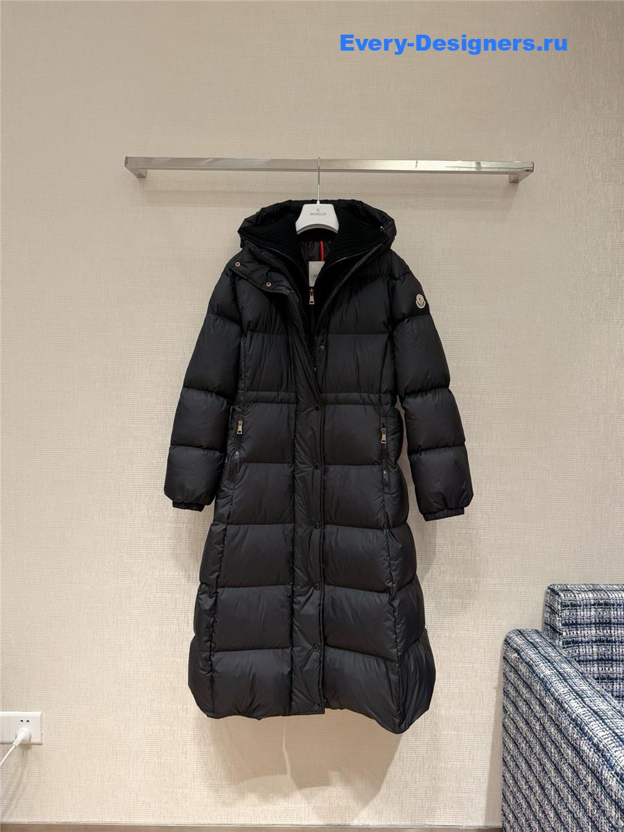 Moncler Black Chamer Hooded Long Down Jacket