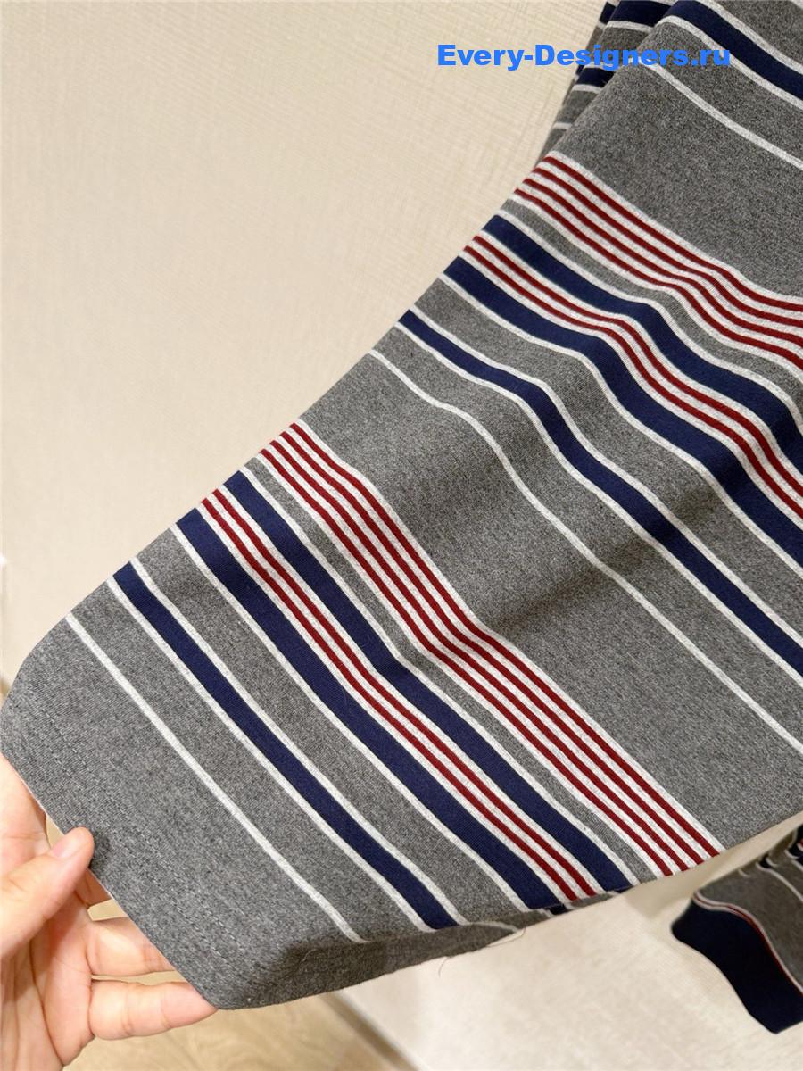 Miu Miu Gray Striped Jersey T-Shirt
