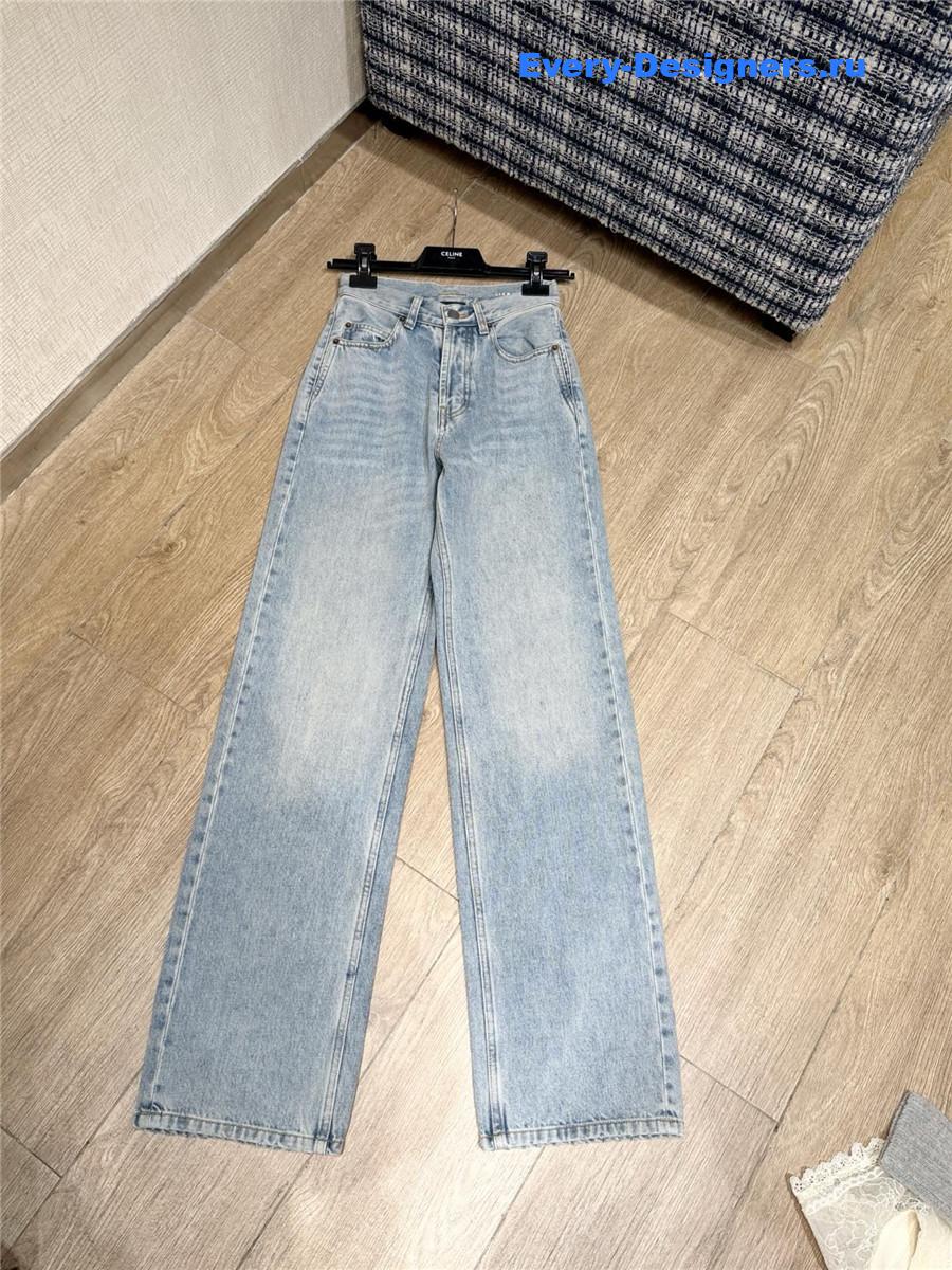 Sa1nt Lau*nt light blue high-waisted jeans