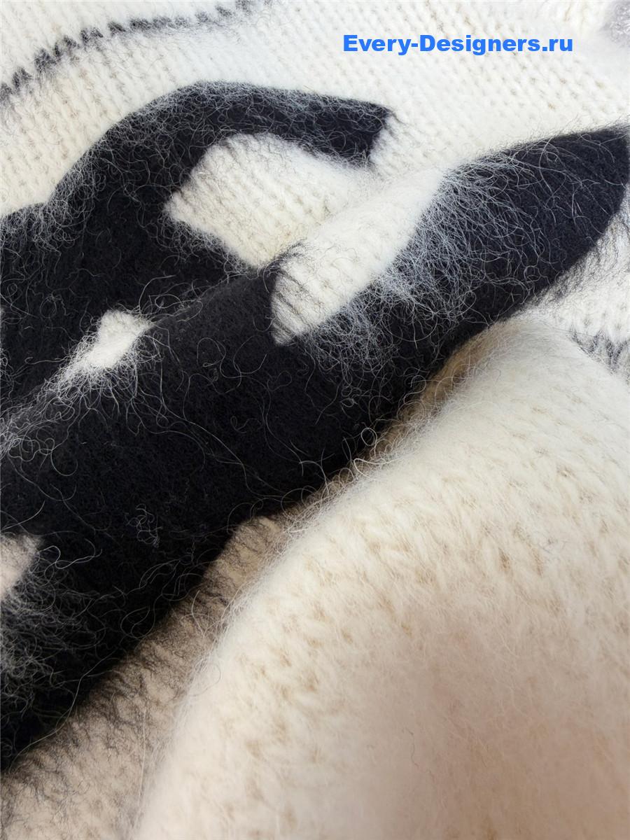 Ch**el white lace-up knit cardigan