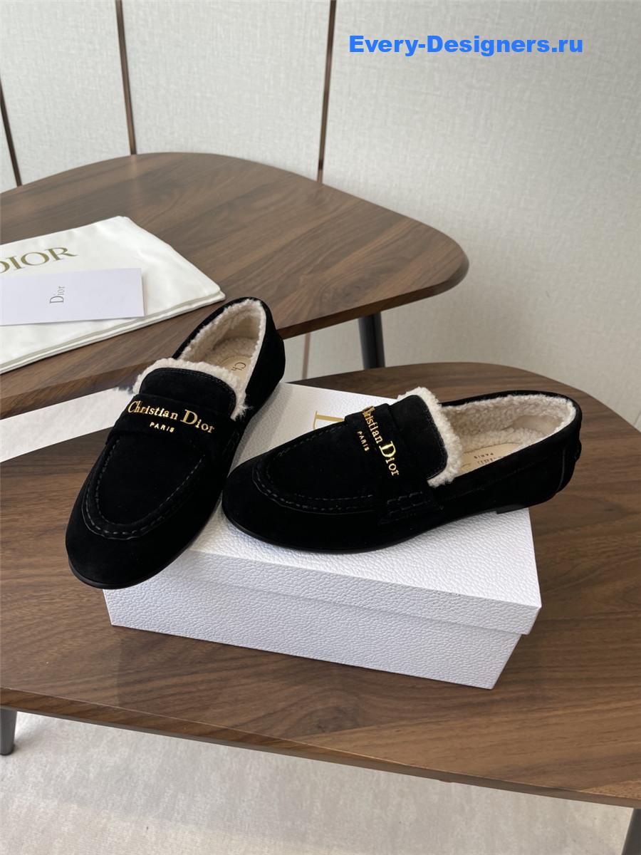 D10r black suede goatskin loafers