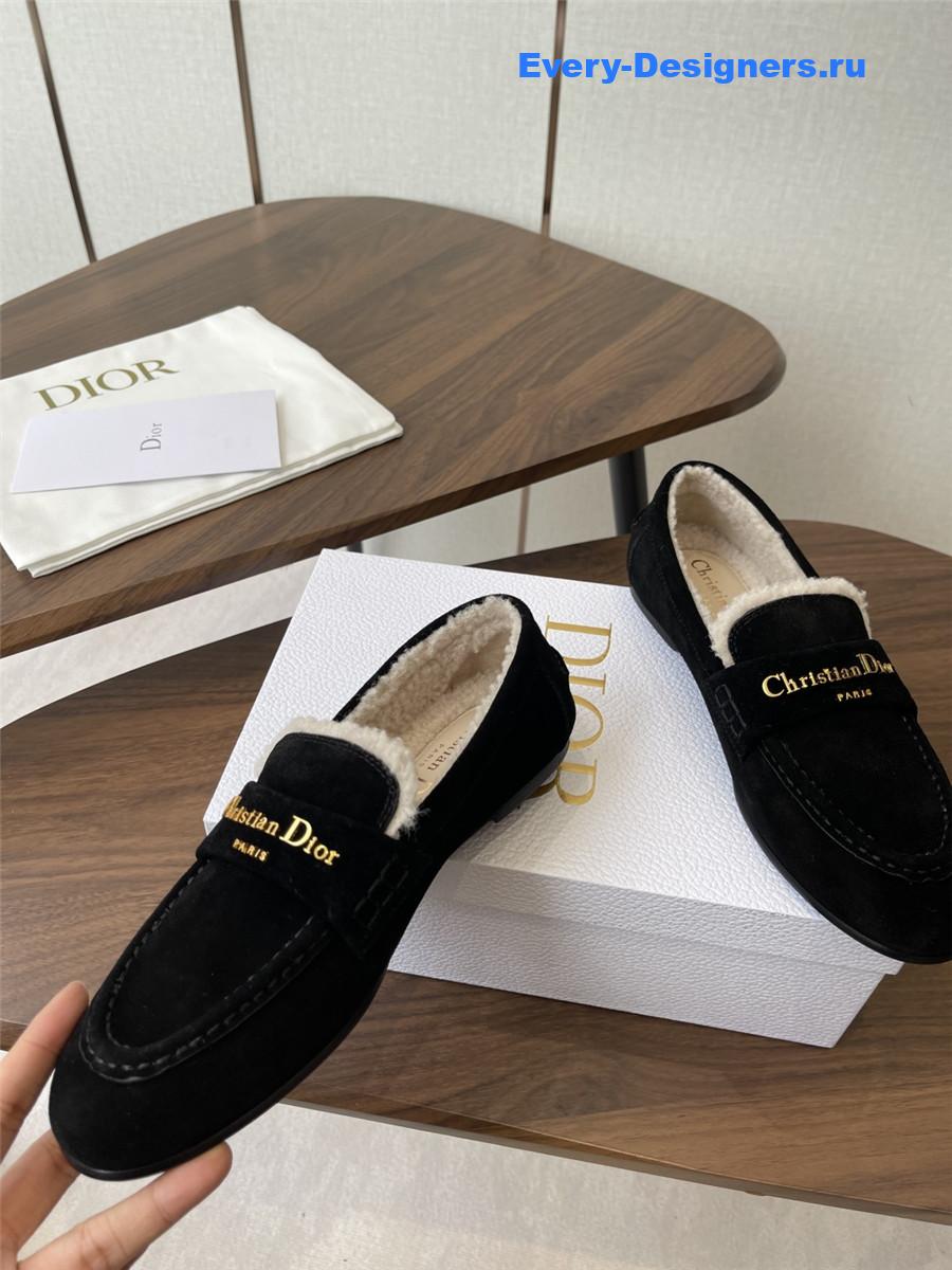 D10r black suede goatskin loafers
