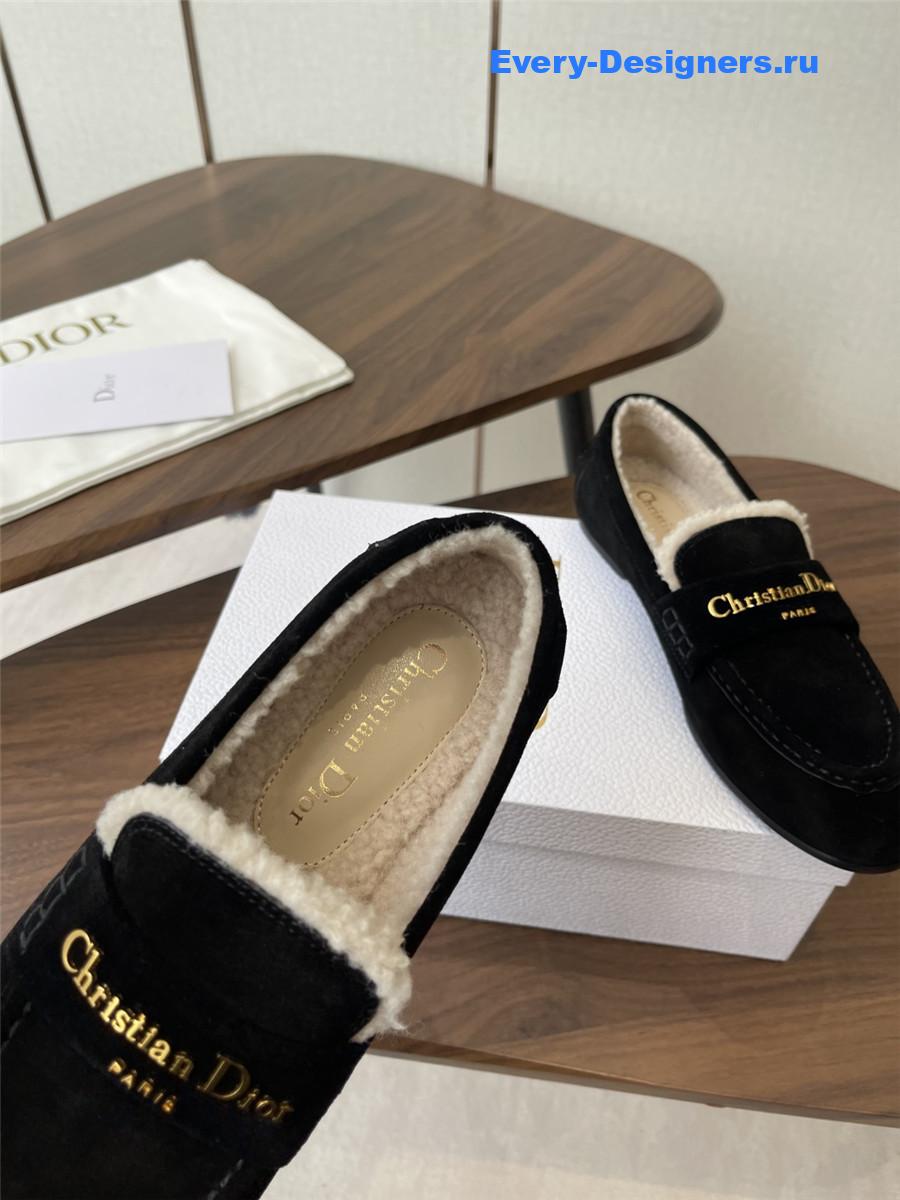 D10r black suede goatskin loafers