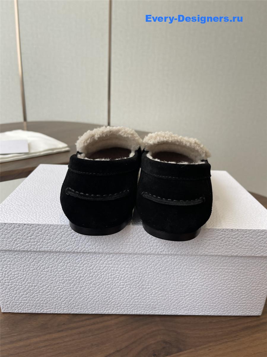 D10r black suede goatskin loafers