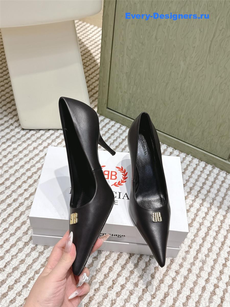 Ba1en*iaga black leather avenue editor 90 pumps
