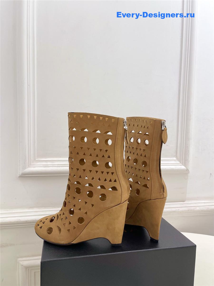 Alaïa Vienne Brown Suede Wedge Ankle Boots
