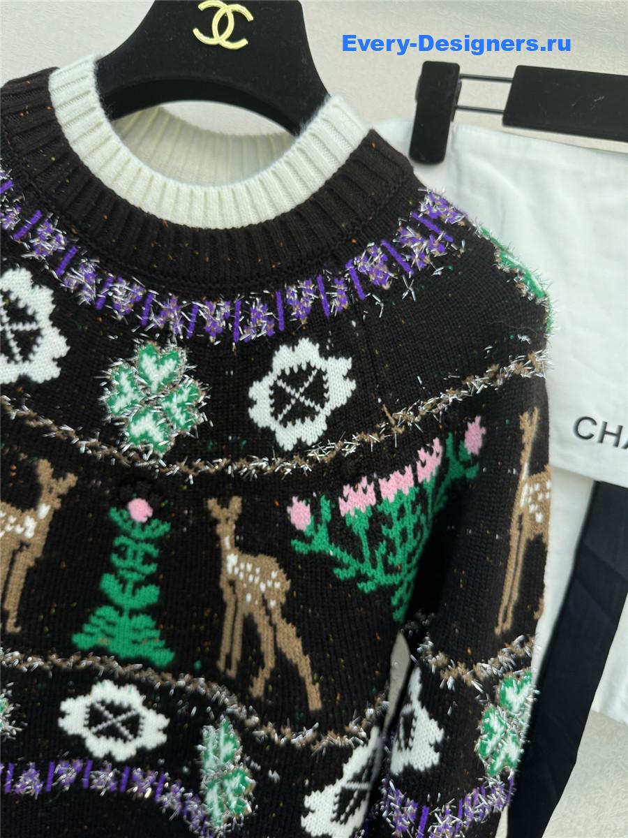 Ch**el black christmas skiing crew neck sweater