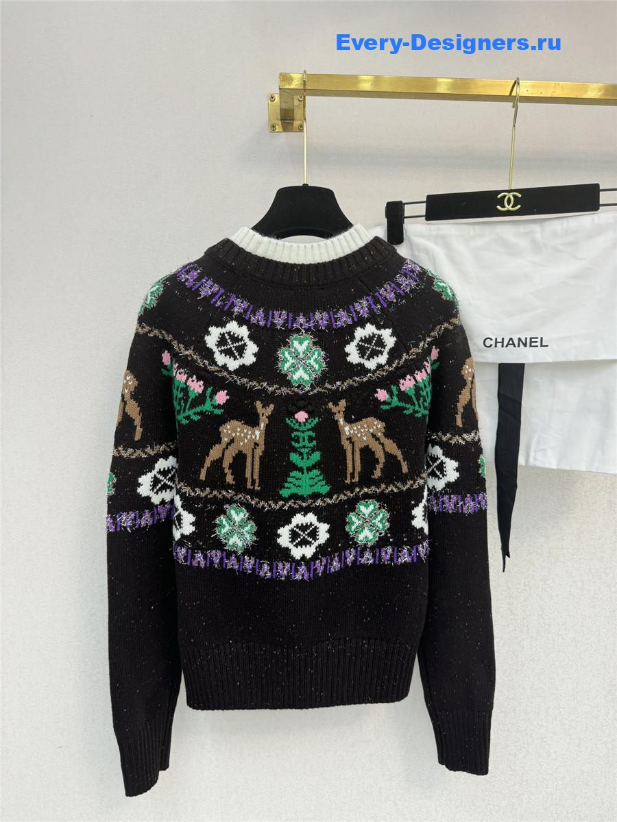 Ch**el black christmas skiing crew neck sweater