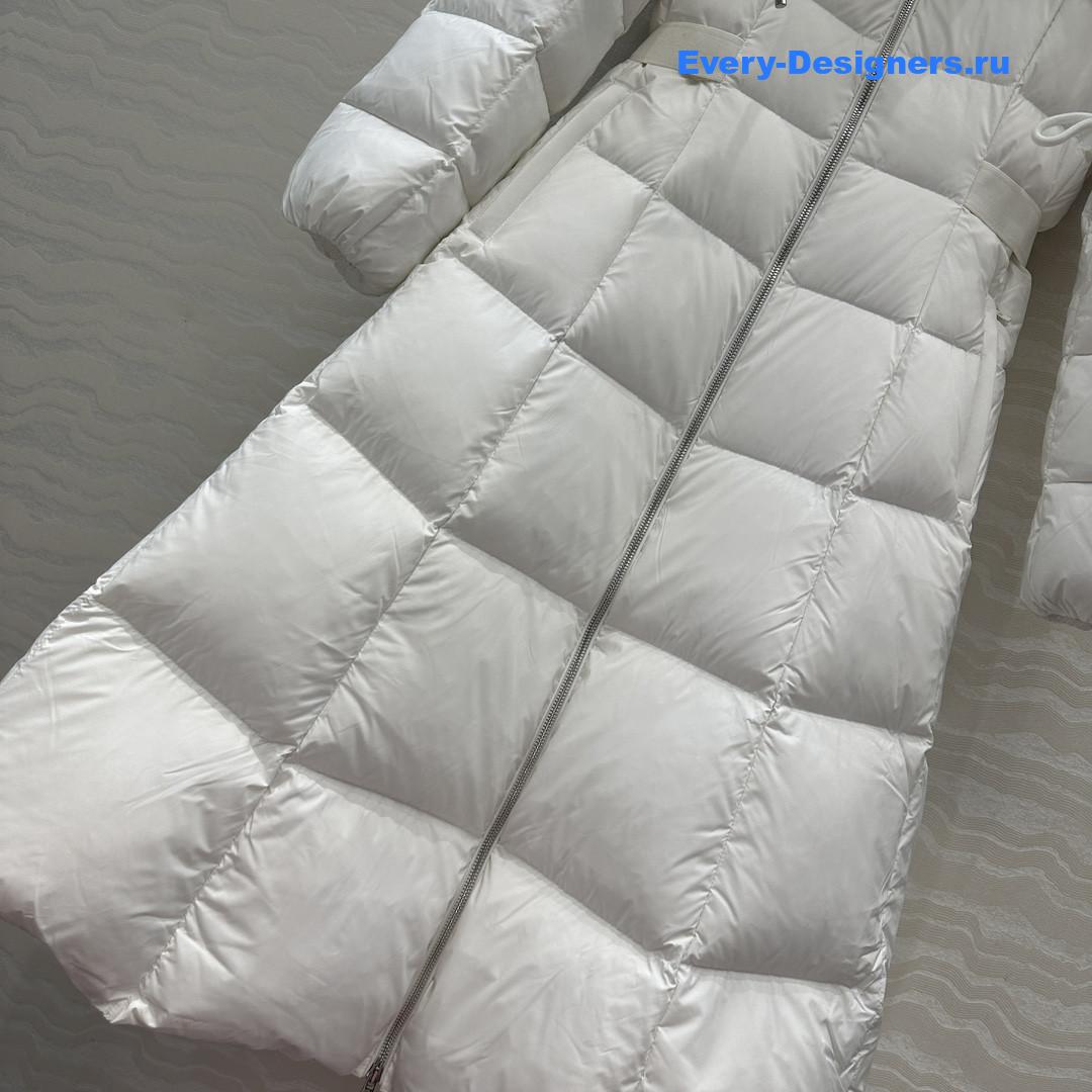 Moncler White Faucon Quilted Long Puffer Coat