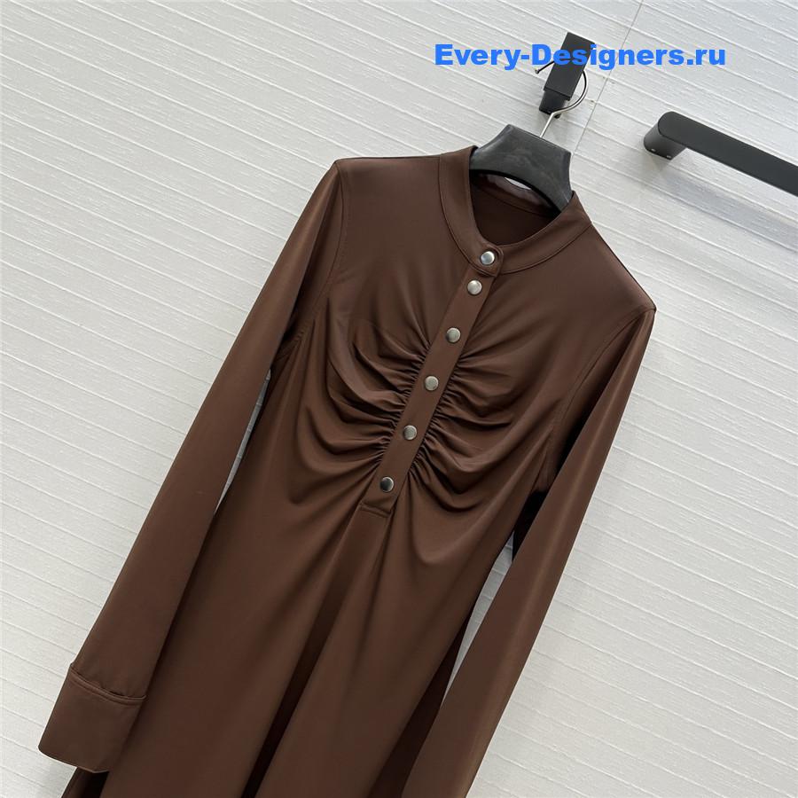 Alaia Brown Soft Jersey Ruched Dress