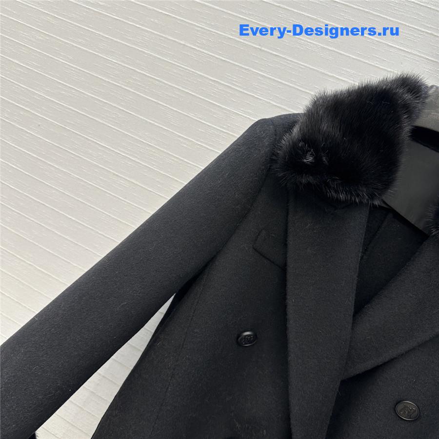 F**di black ff mink fur cashmere coat