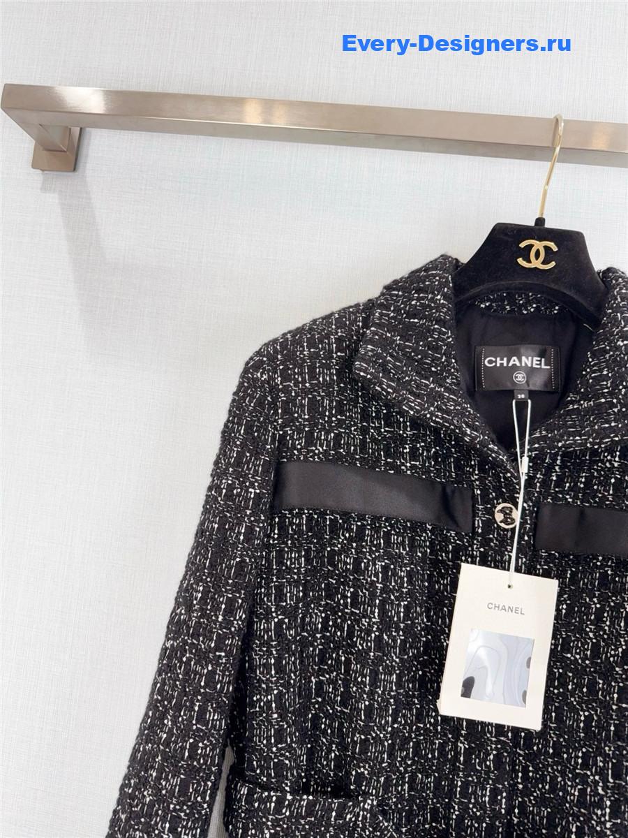Ch**el black woven silk jacket