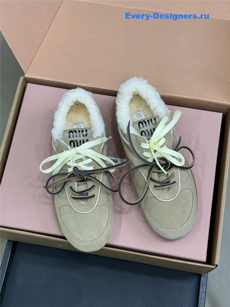 Miu Miu Gymnasium Suede Shearling Sneakers