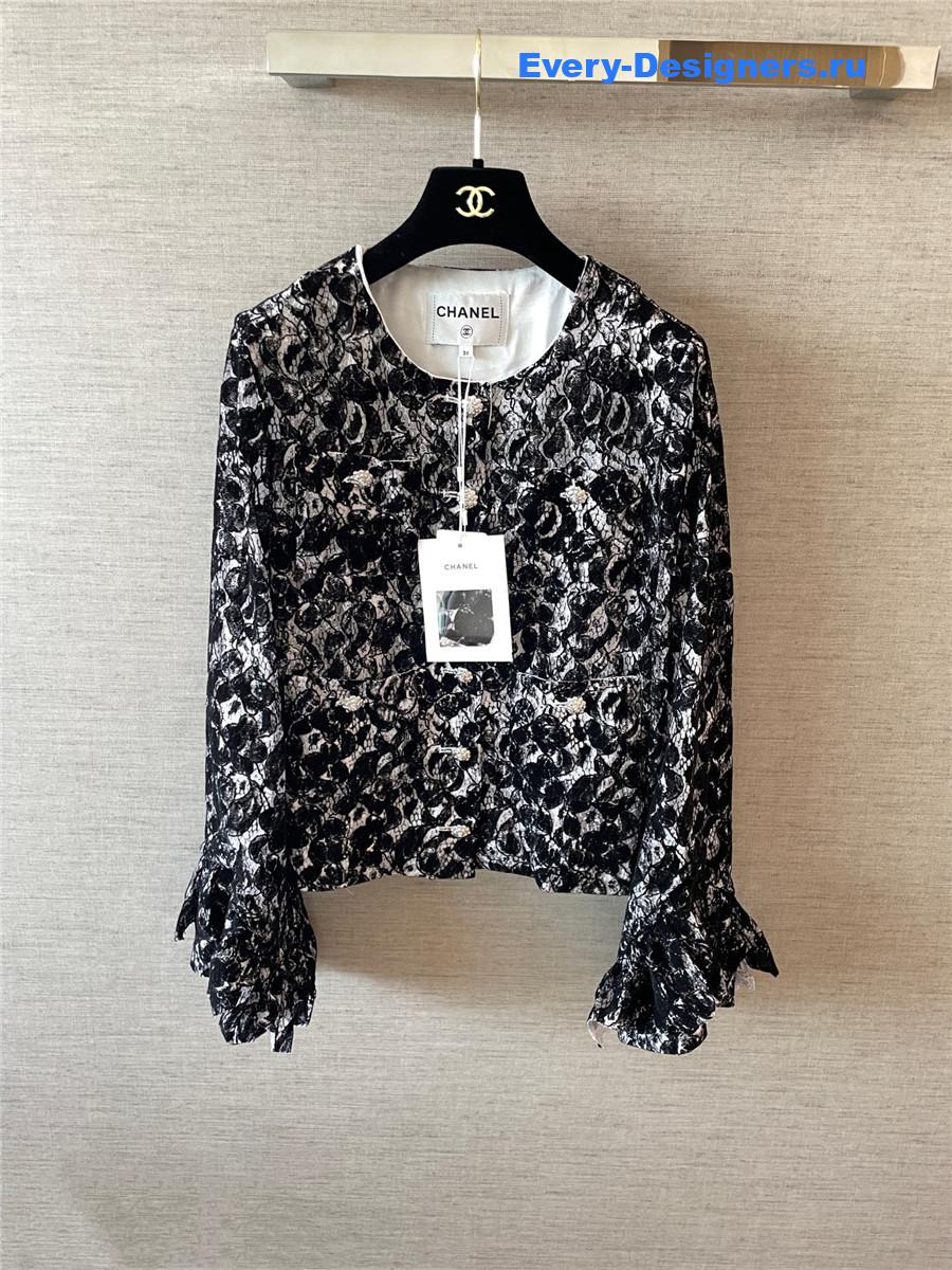 Ch**el black and white lace jacket