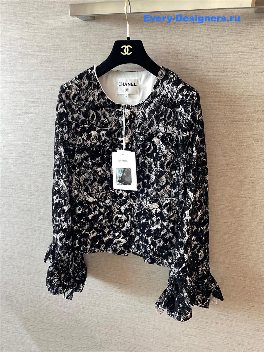 Ch**el black and white lace jacket