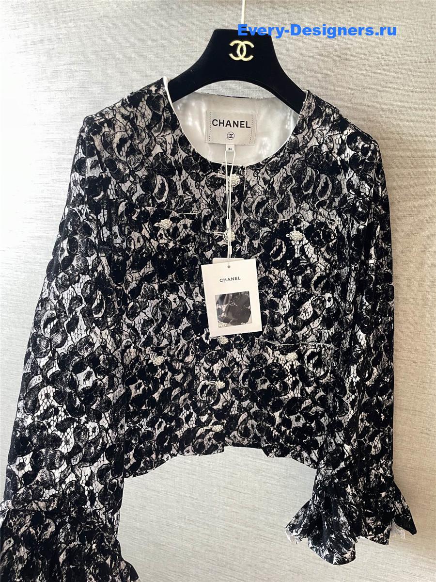 Ch**el black and white lace jacket