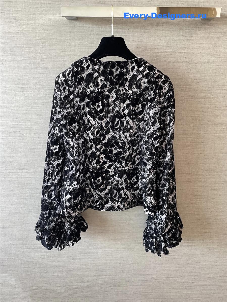 Ch**el black and white lace jacket