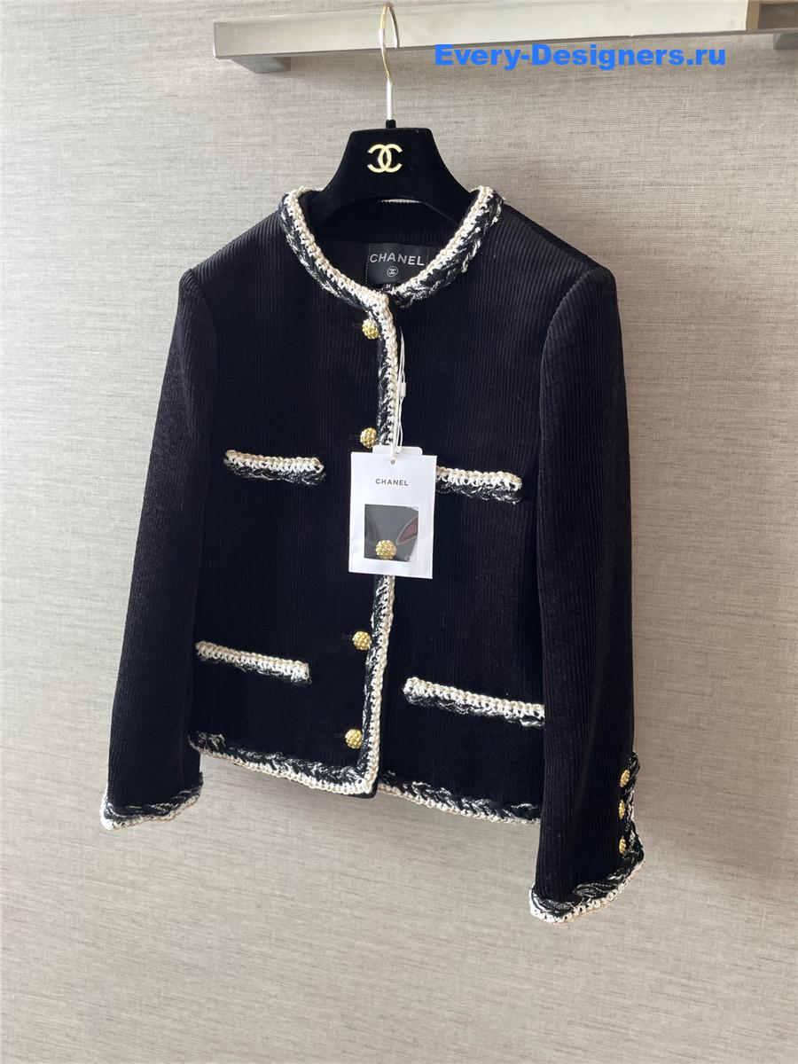 Ch**el black white corduroy jacket