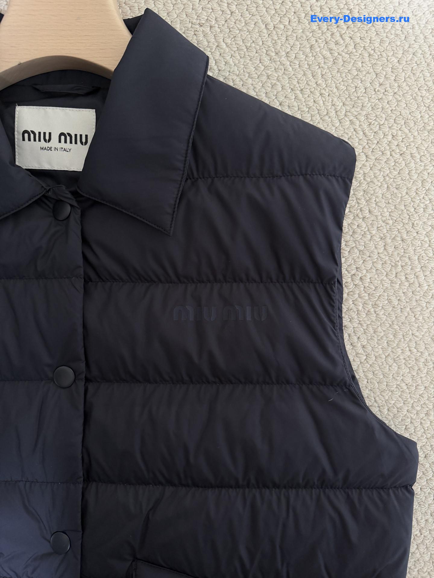 Miu Miu Navy Technical Pongé Down Vest