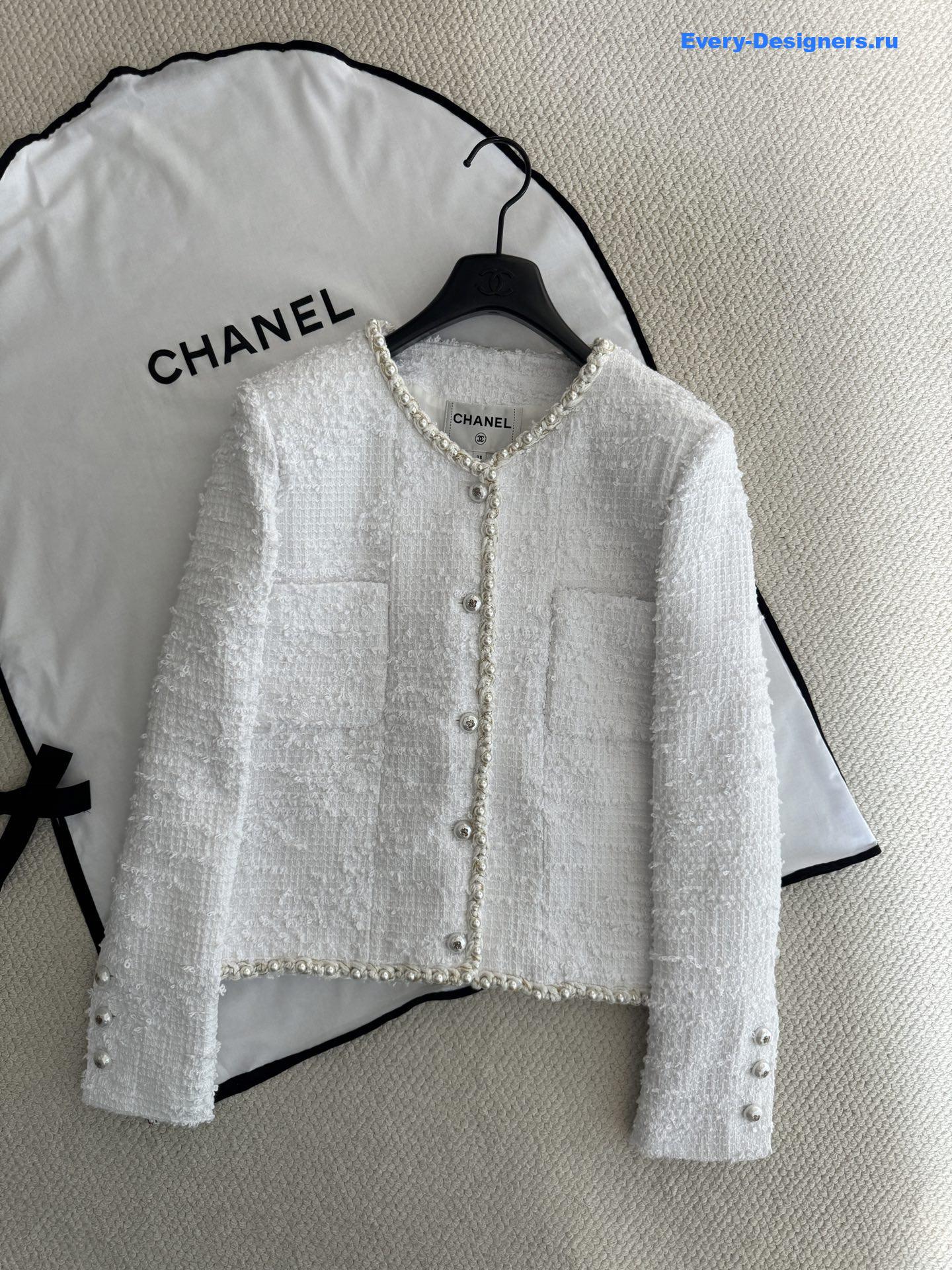 Ch**el moonlight tweed pearl jacket