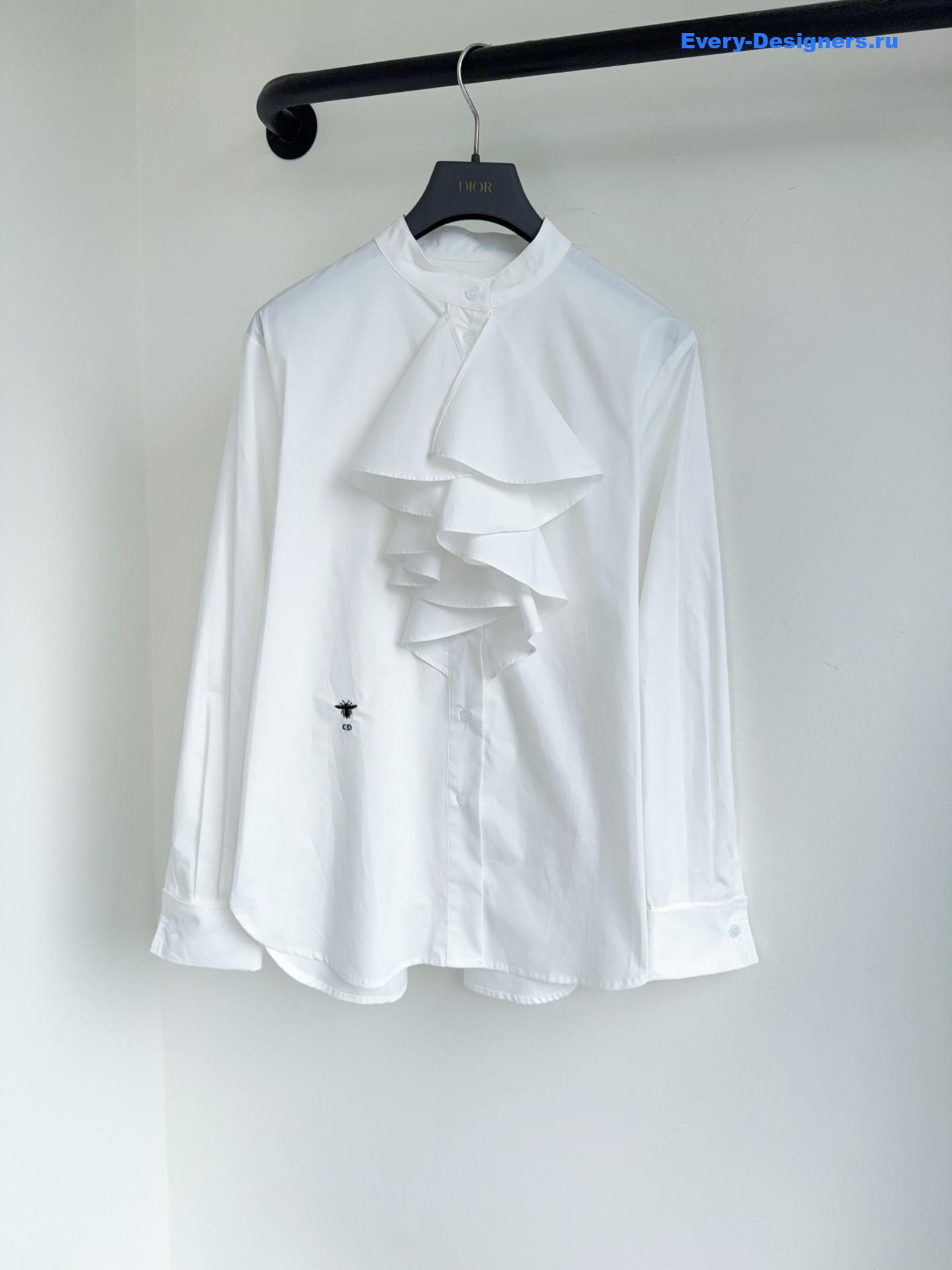 D10r white ruffled poplin shirt