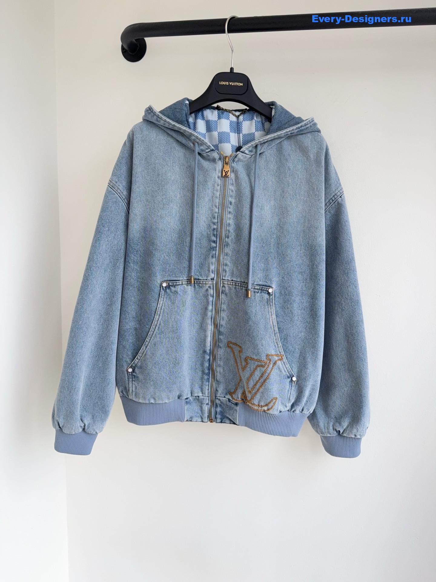 l0vis Vvtt0n flocked monogram denim hoodie