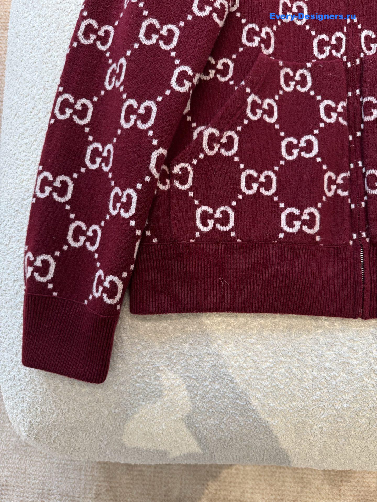 Gvc*1 gg burgundy wool hooded cardigan