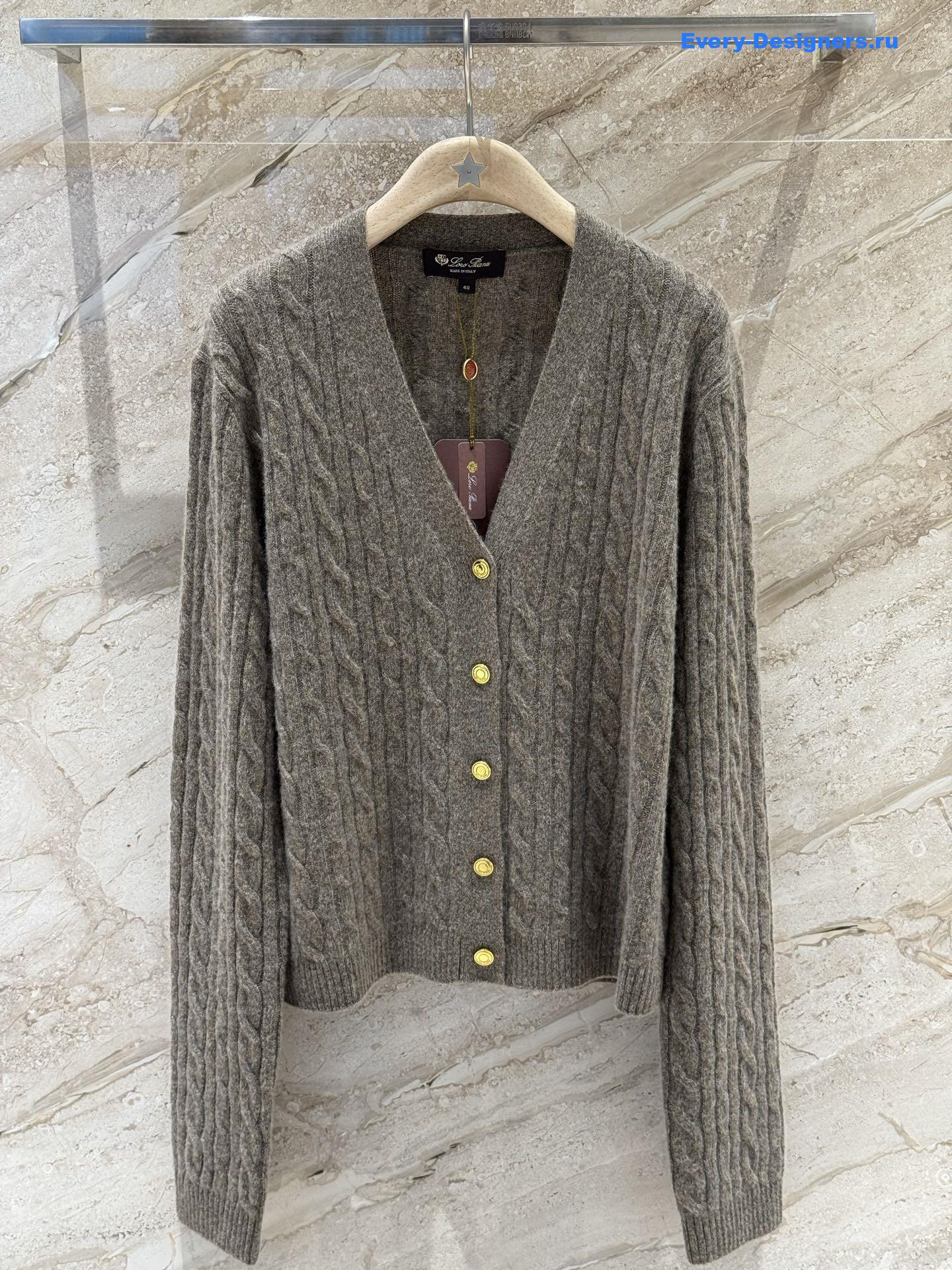 L0r0 P1ana v-neck grey cashmere cardigan