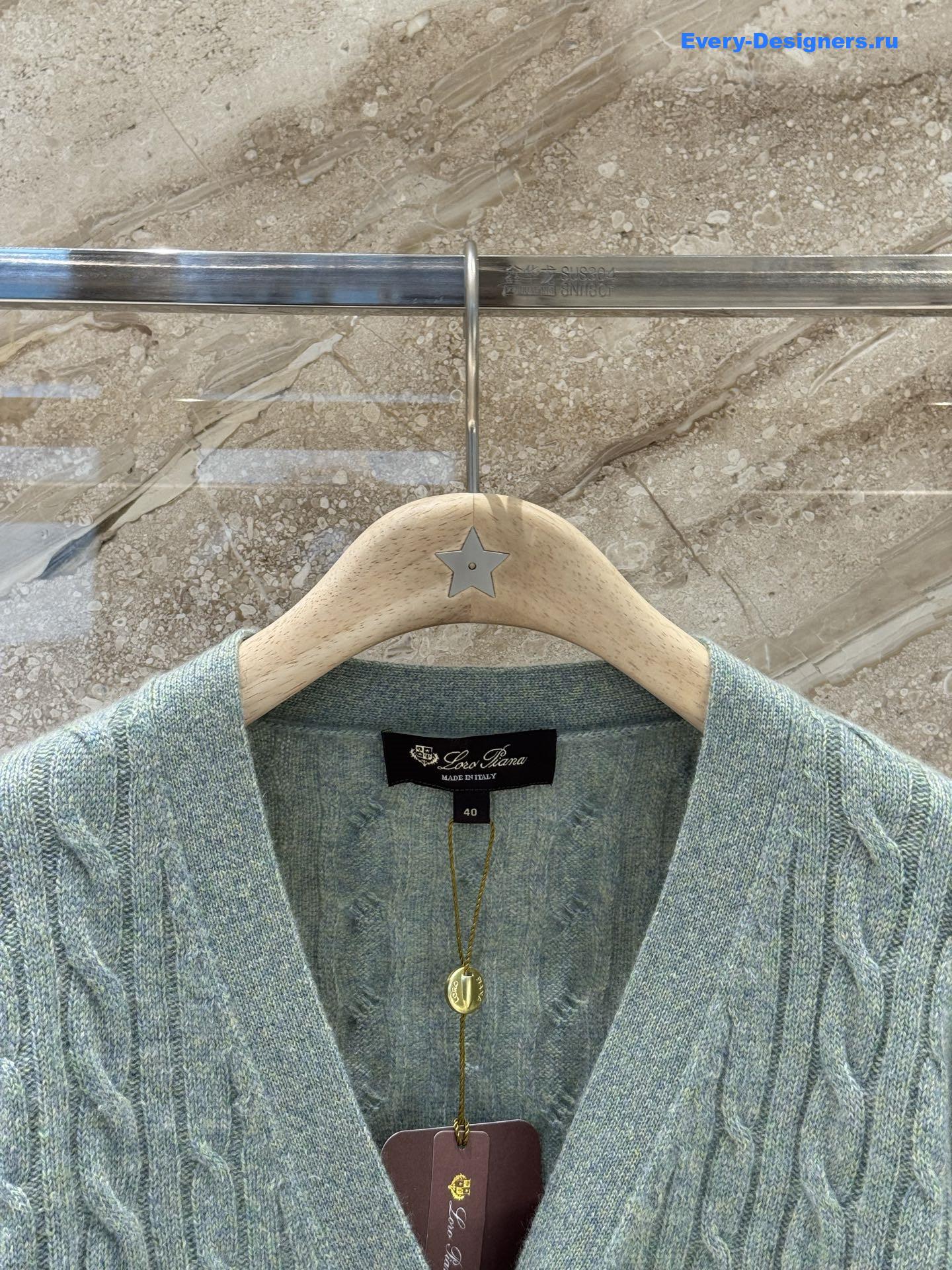 L0r0 P1ana v-neck green cashmere cardigan