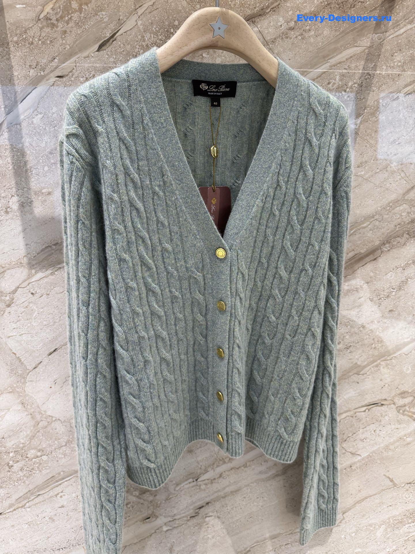 L0r0 P1ana v-neck green cashmere cardigan
