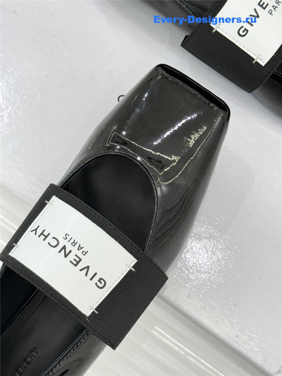 Givenchy Sliced Square Black Patent Leather Ballet Flats