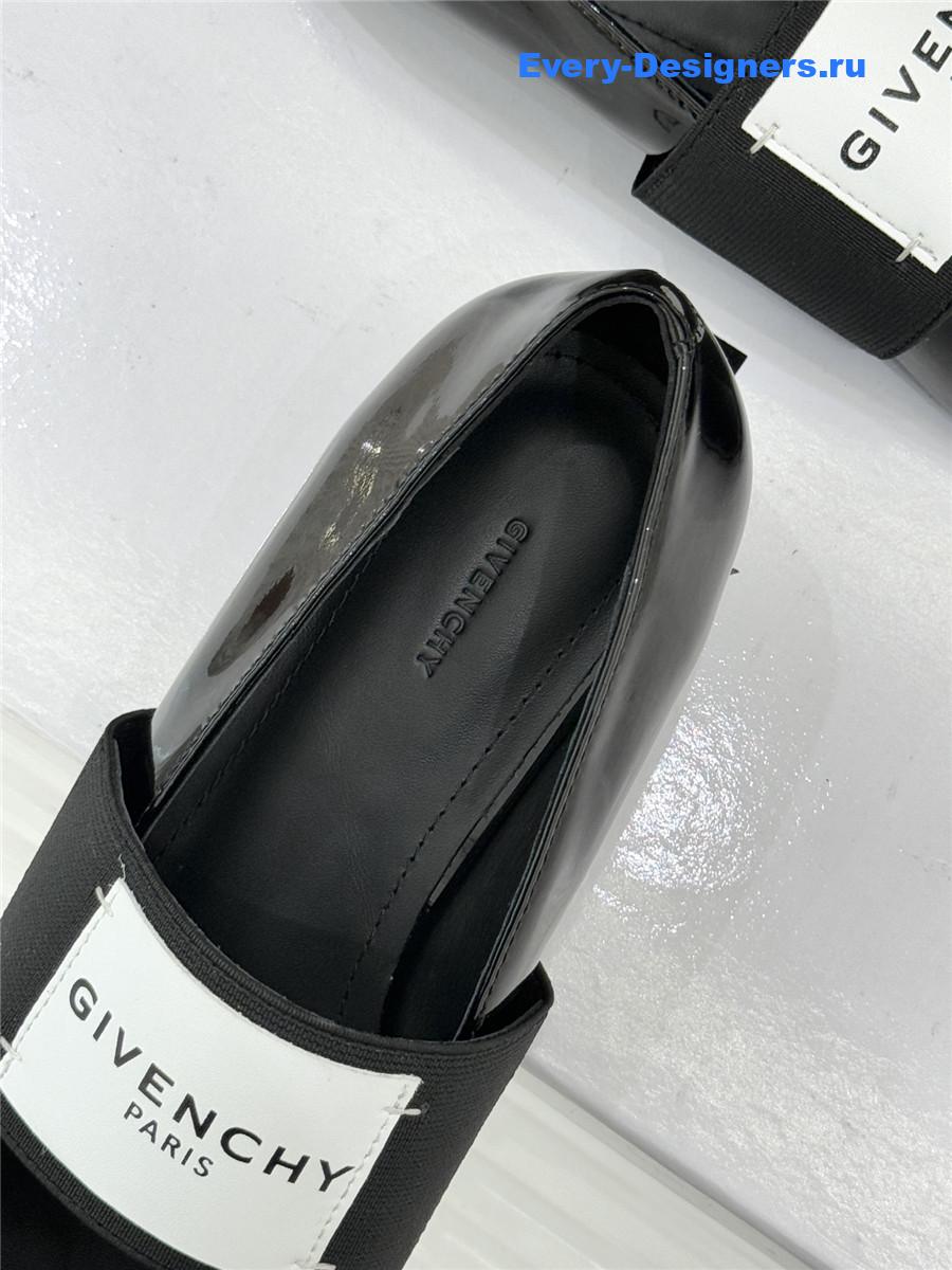 Givenchy Sliced Square Black Patent Leather Ballet Flats