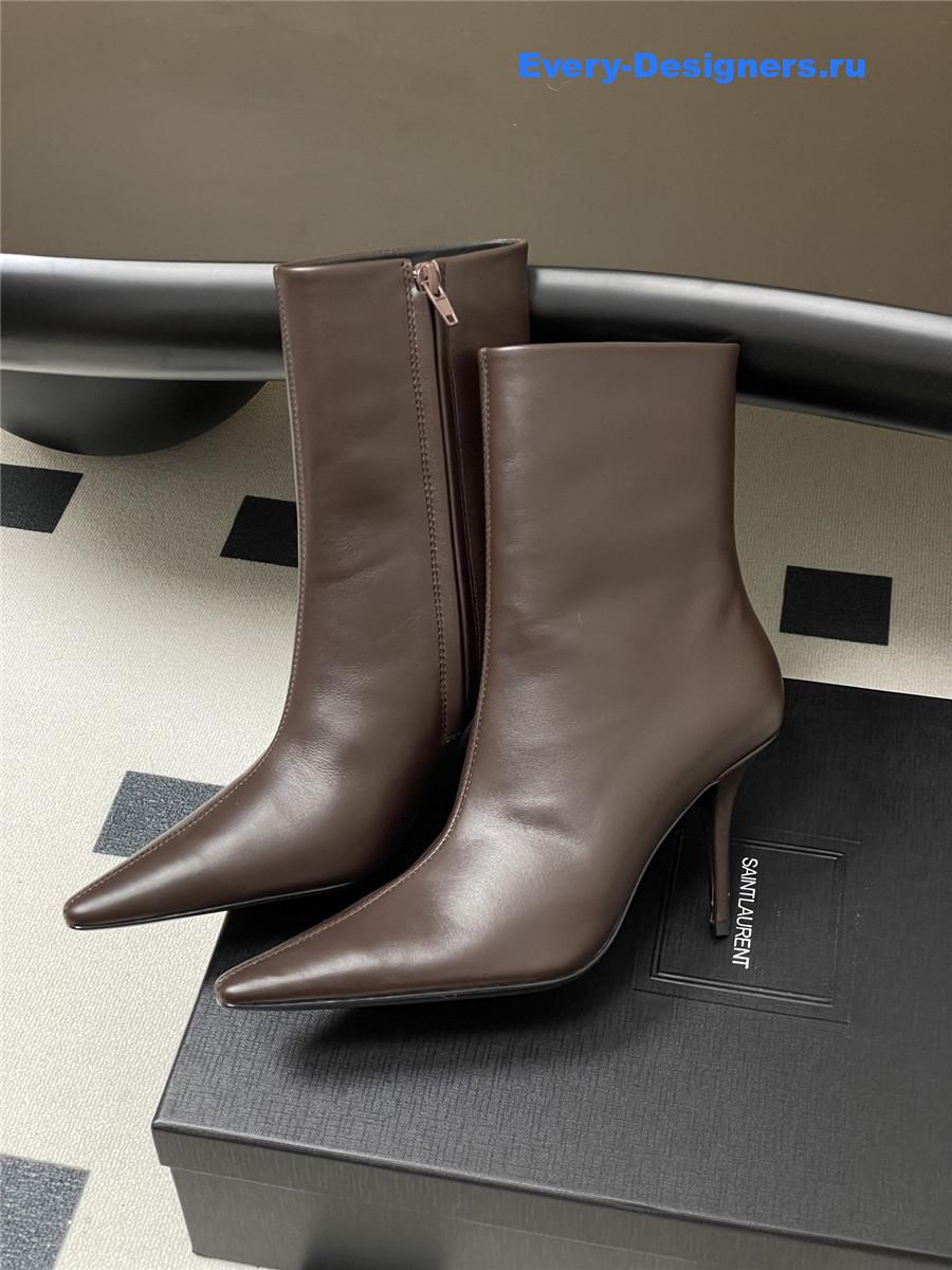 Sa1nt Lau*nt zipper pointed-toe ankle boots