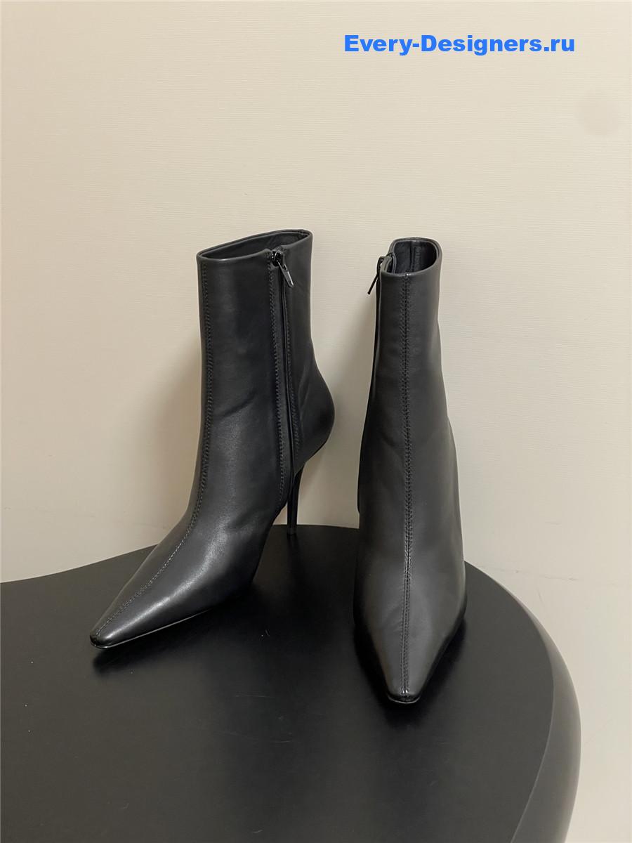 Sa1nt Lau*nt black zipper pointed-toe ankle boots