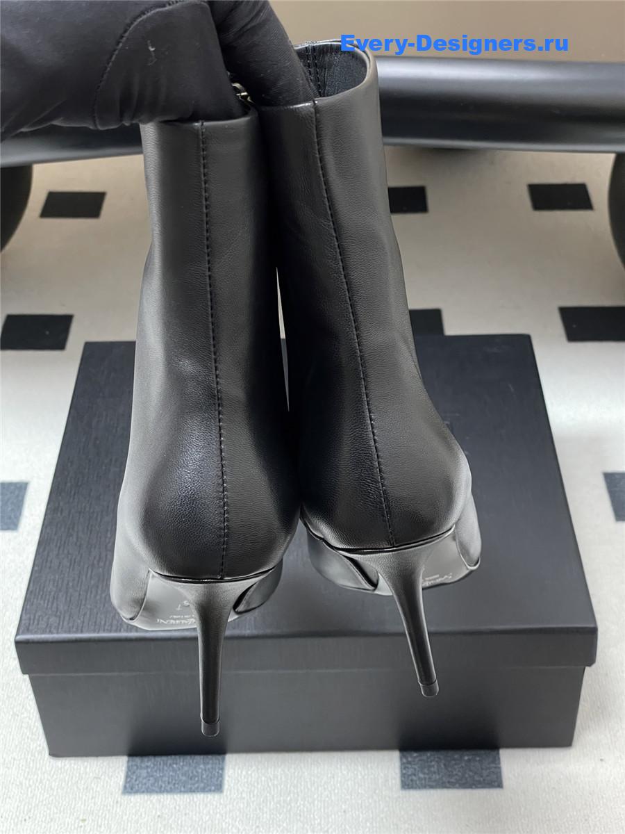 Sa1nt Lau*nt black zipper pointed-toe ankle boots