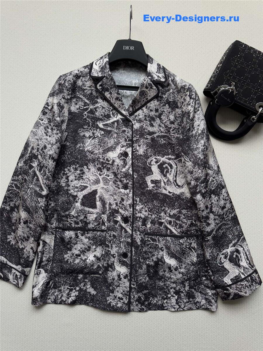 D10r grey animal print silk shirt