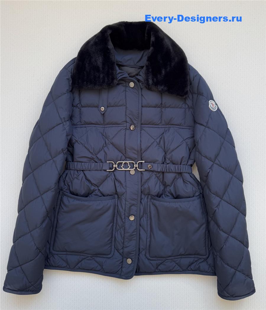 Moncler Navy Cygne Faux Shearling-trimmed Down Jacket