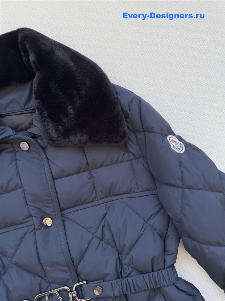 Moncler Navy Cygne Faux Shearling-trimmed Down Jacket