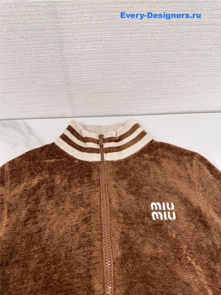 Miu Miu Camel Velvet Cropped Jacket