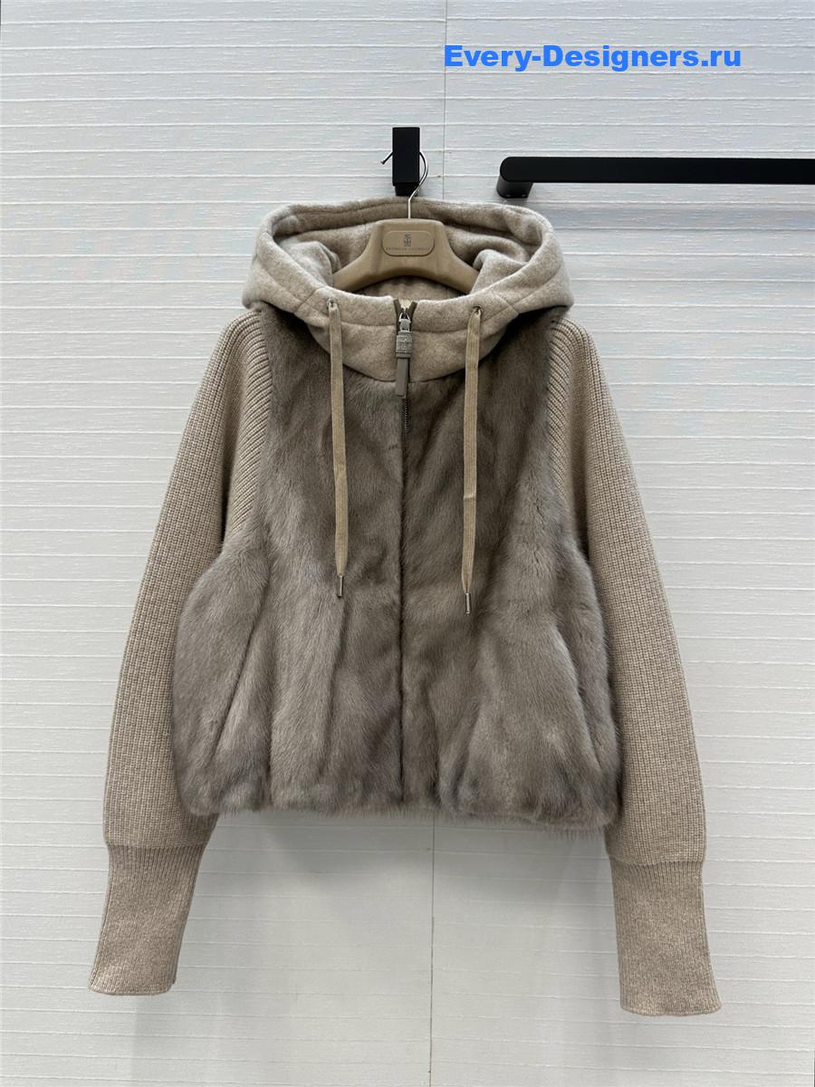 BC Mink Fur Down Hooded Jacket