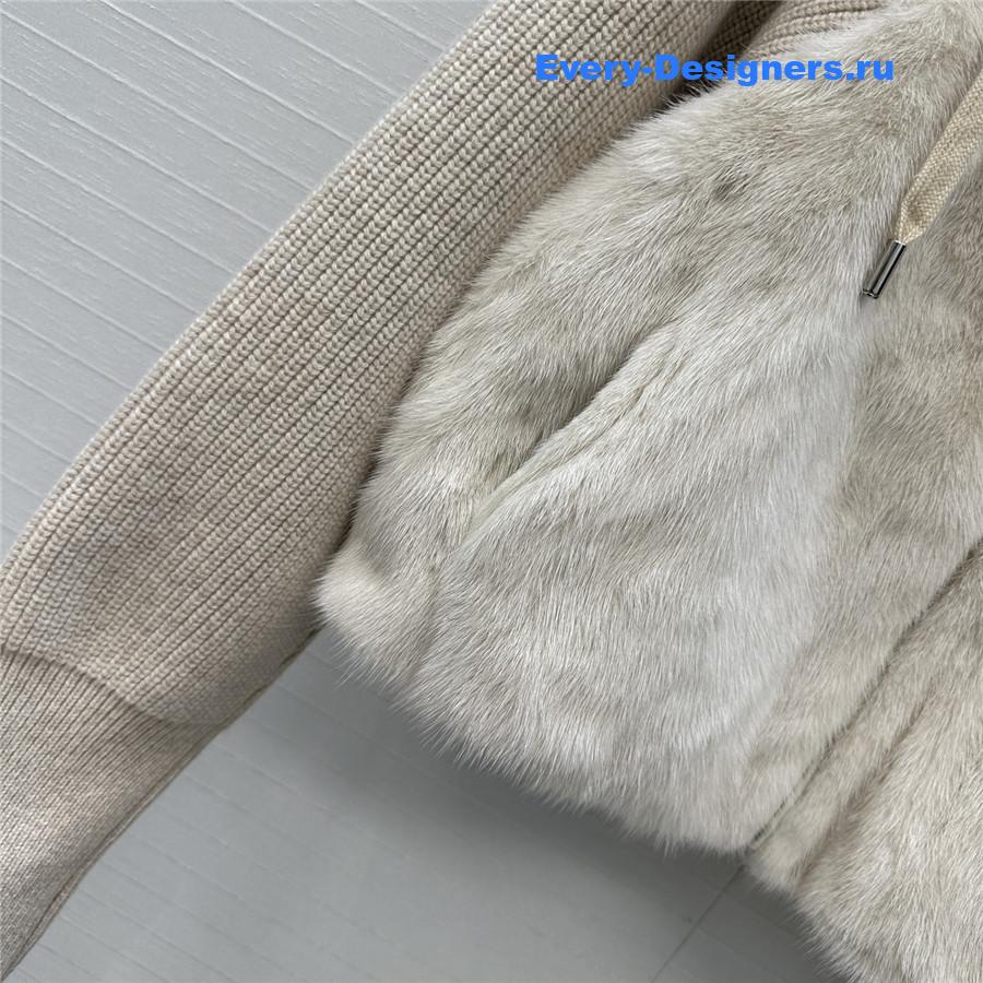 BC Beige Mink Fur Down Hooded Jacket