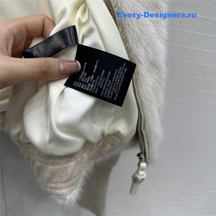 BC Beige Mink Fur Down Hooded Jacket
