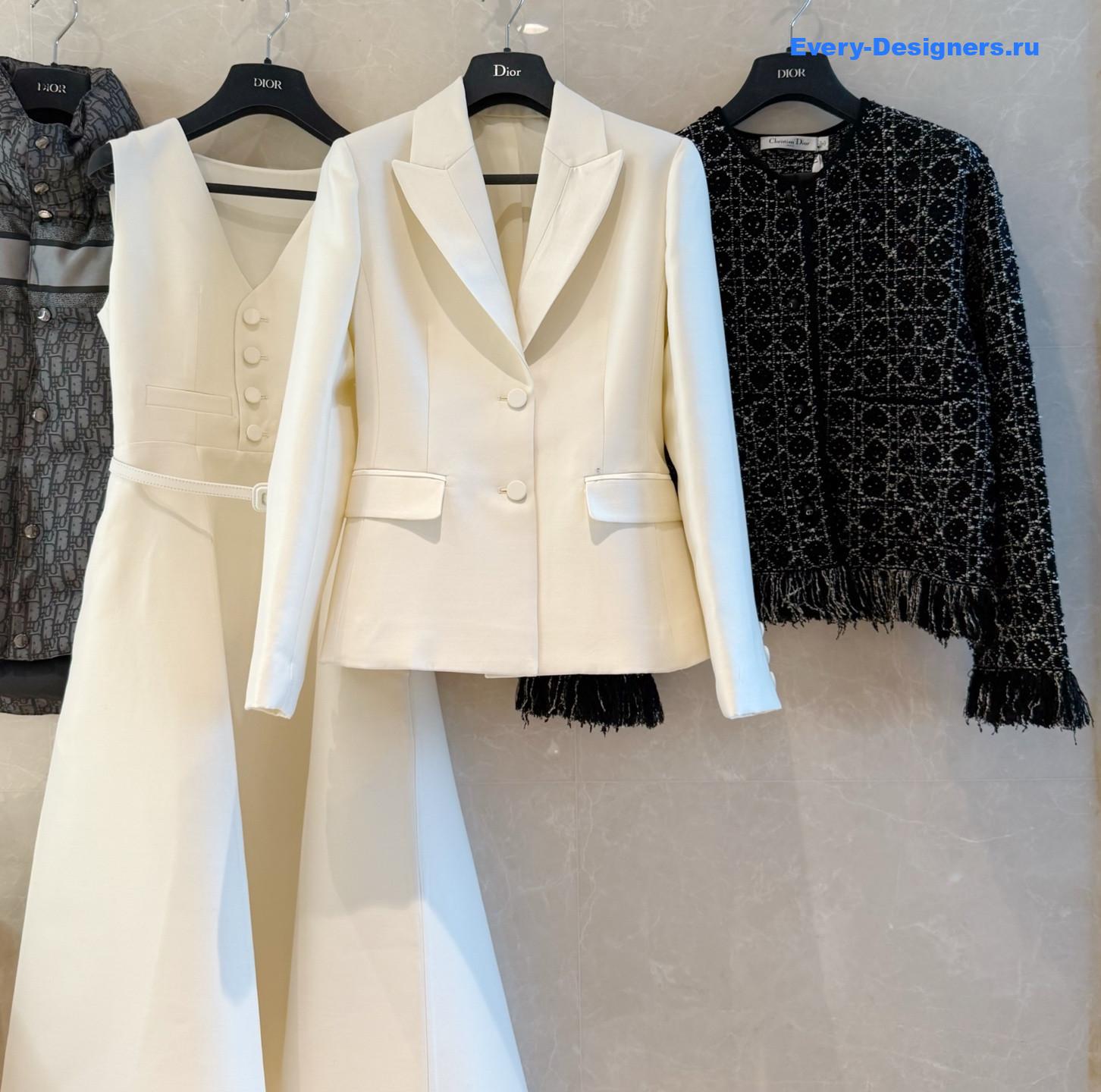 D10r white silk wool blazer