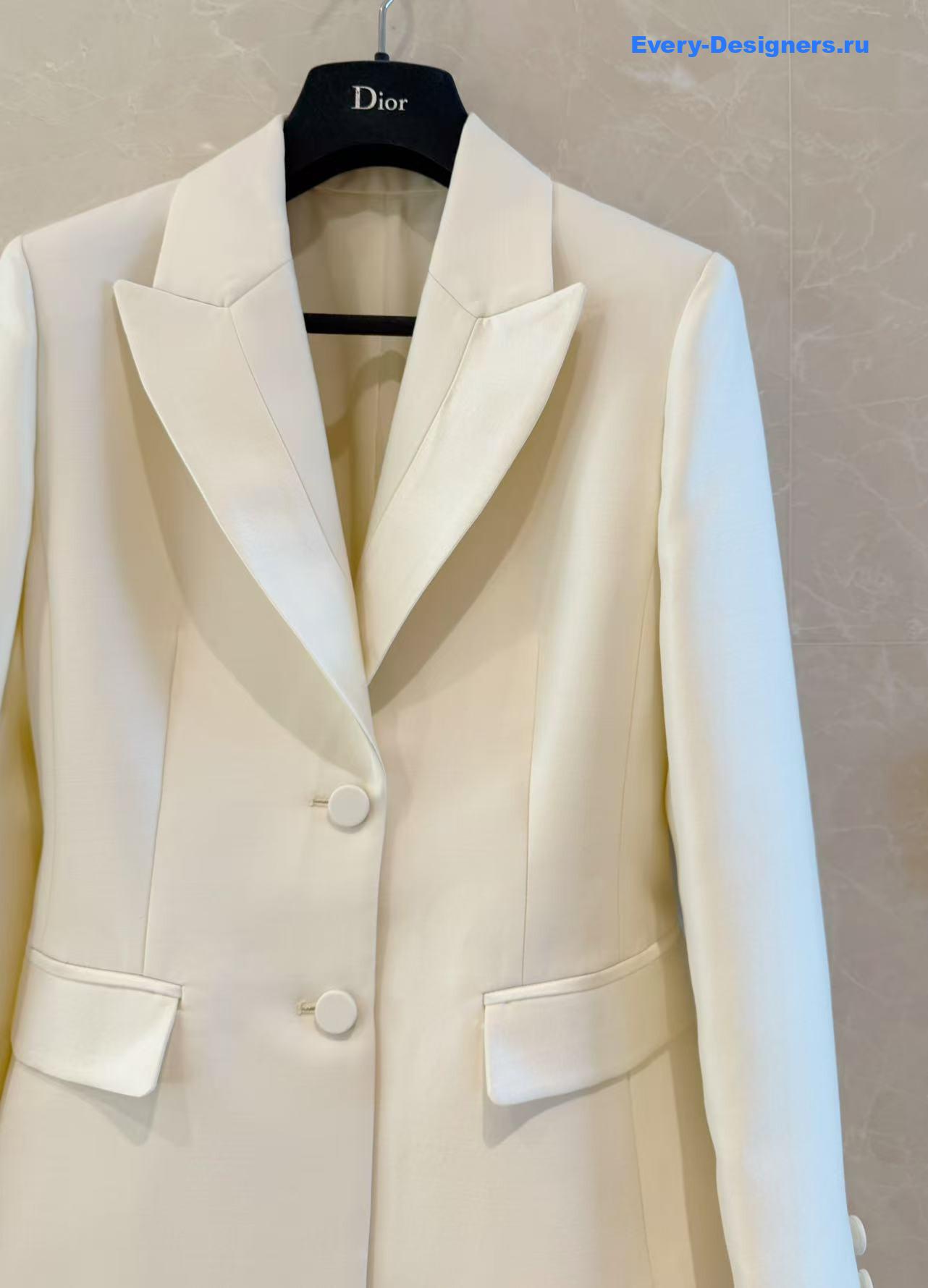 D10r white silk wool blazer